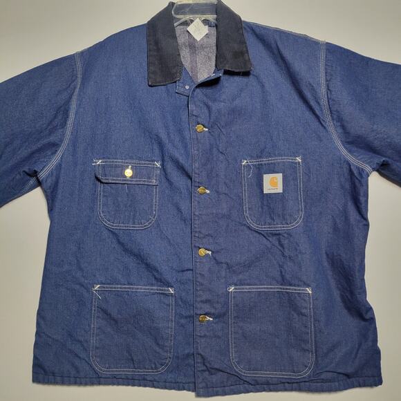Vintage Carhartt 8LC Denim Chore Coat Jacket 50 (2XL) Blanket Lined Union 2PAC - Picture 9 of 16